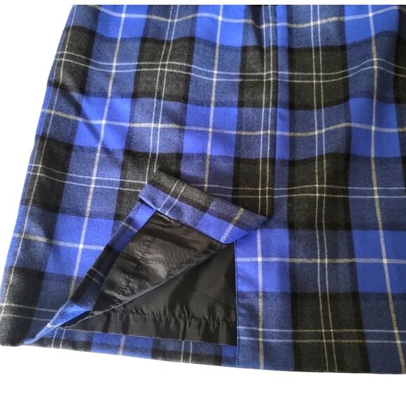 Chadwicks Tartan Wool Plaid Pencil Skirt Size 10 Blue Black Lined Career Office - Picture 6 of 7